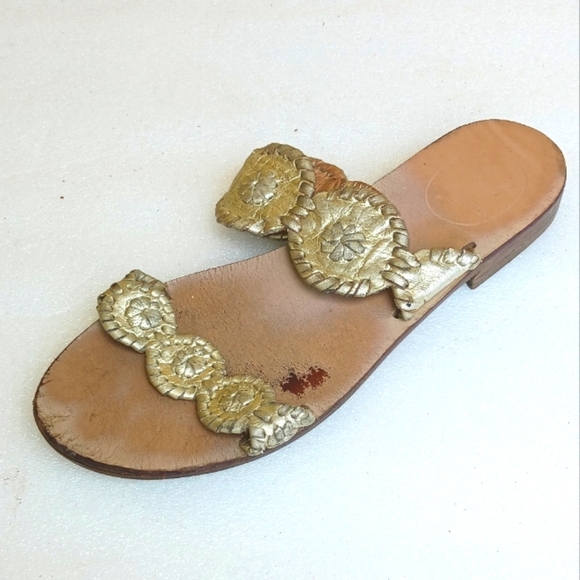 JACK ROGERS Gold Embellished Women's Slide Sandals - Picture 1 of 5